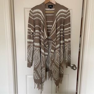Boho Long Open Front Cardigan with Tassles